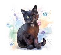 Art of Arora 2841 Black Cat Ceramic Tile Picture Plaque Wall Art 20 x 20cm