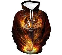 ARORALS Men's Tiger Hoodie Autumn Winter Long Sleeve Pullover Fantasy Animal Theme Sweatshirt Realistic Graphic Hoodie, Gold, XX-L