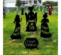 Arosche Extra Large Halloween Decorations Outdoor Hocus Pocus Yard Sign with Stakes 4 pack Witches Silhouette Themed I Smell Children Hocus Pocus Halloween Decor for Lawn, Yard, Garden, Party