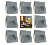 Arotelicht 8pcs/3W Wall Recessed Stair Lights,IP65 Waterproof,Warm White,LED Step Night Light Indoor/Outdoor,Aluminum,Garden Lighting Deck Balcony,Grey Cover,for Stairs,corridors,Steps