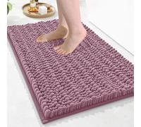 Arotive Luxury Chenille Bathroom Rug Mat, Extra Soft Thick Absorbent Shaggy Bath Rugs, Non-Slip Machine Wash Dry, Plush Bath Mats for Bathroom, Shower and Tub, 24x16, Deep Plum