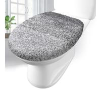 Arotive Soft Microfiber Bathroom Toilet Lid Cover, Machine Washable Seat Covers, 17.5 x 15, Stays in Place Rubber Backing, Fits Most Round, Elongated and Oblong Lids, Accessories Decor, Grey