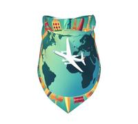 Around The Planet Print Dog Bandana 1 Pack Premium Triangle Scarf Washable Birthday Pet Accessories for Neutral Large Dogs