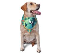 Around The Planet Print Dog Bandana 1 Pack Triangle Scarf Washable Birthday Adjustable Bib Handkerchief for Neutral Large Dogs
