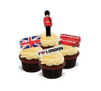 Around The World! England, London - Standups 12 Edible Standup Premium Wafer Cake Toppers
