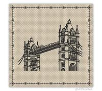 Around The World London Cross Stitch Kit with DMC Threads & Fabric, Blackwork Embroidery Pattern of Famous English Landmark, Advanced Needlework Adult
