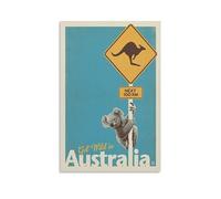Around The World Vintage Travel Poster Australia Get Wild Koala Picture Print Wall Art Poster Painting Canvas Posters Artworks Room Aesthetic 24x36inch(60x90cm)