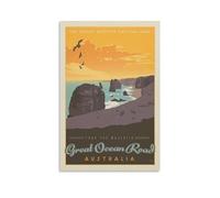 Around The World Vintage Travel Poster Australia Great Ocean Road Poster Cool Artworks Painting Wall Art Canvas Prints Hanging Picture Posters 12x18inch(30x45cm)