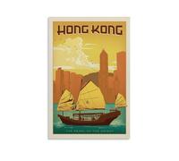 Around The World Vintage Travel Poster China Hong Kong 1 Canvas Wall Art Poster Decorative Modern Home Print Picture Artworks Posters 12x18inch(30x45cm)