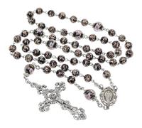 AROUROUA Catholic Rosary for Women Glass Beads Necklace Firefly Glowing Necklace Communion Rosary Catholic Gifts, 21", Glass Metal, No Gemstone