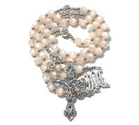AROUROUA Catholic Rosary Necklace for Women Beads Rosary Necklace for Women With Rosary Box Handmade Religious Jewelry for Baptism, First Communion, L, Metal, No Gemstone