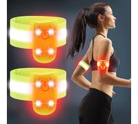 Arovina Led Armband, 2 Pack Running lights for Runners Flashing Reflective Led Safety Armband Light-up Armband for Night Running, Jogging, Cycling, Dog Walking and Outdoor Exercise & Activities