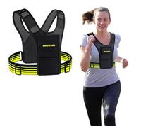 Arovina Running Phone Holder Vest, Reflective Running Vest Phone Holder Mesh Cloth with 3 Pouches for Card, Key&Gel, Lightweight Chest Pouch with Water Bottle Pouch for Running Jogging Training Hiking