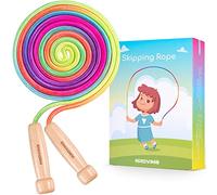 Arovina Skipping Rope kids, 8.2FT Children Jump Rope Adjustable Wooden Handle 7 Color Rainbow Jumping rope for Boys & Girls’ Outdoor Exercise & Game, Ideal for Birthday Children's day Christmas