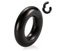 AROWRO 0g Large Gauge Earrings For Stretched Ears Seamless Ear Weight Hoop Dangle Gauge Hanger Big Septum Nose Ring Surgical Steel Plug Tunnles Lobe Stretching Large Septum Rings Clicker 14mm Black