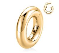 AROWRO 0g Seamless Ear Weight Hoop Large Gauge Earrings For Stretched Ears Dangle Gauge Hanger Big Septum Nose Ring Surgical Steel Plug Tunnles Lobe Stretching Large Septum Rings Clicker 16mm Gold