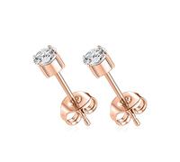 AROWRO 1 Pair Implant Grade Titanium Stud Earrings Set Hypoallergenic 5mm Cubic Zirconia Rose Gold Earrings for Women Girls for Men for Sensitive Ear