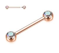 AROWRO 14G Nipple Piercing Jewelry Titanium Nipple Rings 18mm CZ Nipple Jewelry Internally Threaded Nipple Barbell Bridge Piercing Tongue Rings Rose Gold