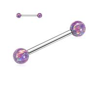 AROWRO 14G Nipple Piercings Purple Opal Nipple Rings Nipple Barbells Internally Threaded Tongue G23 Titanium Nipple Ring 18mm Silver Barbell Nipple Rings Nipple Piercing