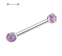 AROWRO 14G Nipple Rings Nipple Piercings Tongue Rings Silver Tongue Piercings G23 Titanium Nipple Tongue Jewelry Nipple Tongue Barbells Purple Opal Nipple Piercing Jewelry 8mm