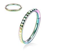 AROWRO 18G Septum Jewelry Septum Ring Septum Clicker 8mm Daith Earrings Cartilage Earring Conch Hoop Earrings Nose Ring 8m Helix Tragus Rook Earrings Rainbow Earlobe Earrings