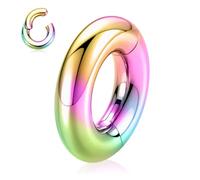 AROWRO 2g Large Septum Rings Clicker Big Seamless Ear Septum Nose Ring Weight Hoop Large Gauge Earrings For Stretched Ears Dangle Gauge Hanger Surgical Steel Plug Tunnles Lobe Stretching 14mm Rainbow