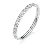 AROWRO 2mm Women Titanium Eternity Ring Cubic Zirconia Engagement Anniversary Ring Wedding Band for Women Men Girls Size 5.5 Silver