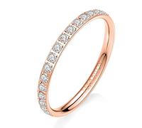 AROWRO 2mm Women Titanium Eternity Ring Cubic Zirconia Engagement Anniversary Ring Wedding Band for Women Men Girls Size 9 Rose Gold