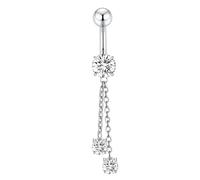 AROWRO Belly Button Bars Titanium Belly Bar 14G Belly Button Piercing Bat Belly Ring Cube Zircon Belly Piercing Floating Navel Piercing Jewelry 10mm