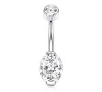 AROWRO Belly Button Bars Titanium Belly Bar Internally Threaded Belly Button Ring 14G Belly Button PiercingCube Zircon Floating Navel Piercing Jewelry 10mm Silver
