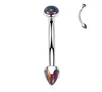 AROWRO Eyebrow Piercing Jewelry G23 Titanium Eyebrow Rings Eyebrow Barbell Belly Button Rings Navel Rings Vertical Labret Jewelry Lip Ring Rook Tragus Daith Earring 16G 6mm Silver Black Opal