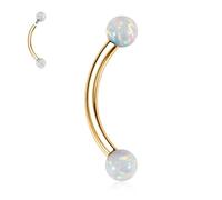 AROWRO Eyebrow Piercing Jewelry Gold Eyebrow Rings Eyebrow Barbell Belly Button Rings Navel Rings Vertical Labret Jewelry Lip Ring G23 Titanium Rook Tragus Daith Earring 16G 6mm White Opal Ball