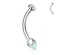 AROWRO Eyebrow Rings Eyebrow Piercing Jewelry Eyebrow Barbell G23 Titanium Belly Button Rings Navel Rings Vertical Labret Jewelry Lip Ring Rook Tragus Daith Earring 16G 6mm Silver White Opal