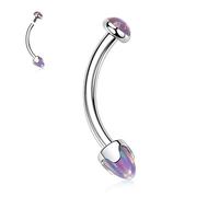 AROWRO Eyebrow Rings Eyebrow Piercing Jewelry G23 Titanium Eyebrow Barbell Belly Button Rings Navel Rings Vertical Labret Jewelry Lip Ring Rook Tragus Daith Earring 16G 6mm Silver Purple Opal