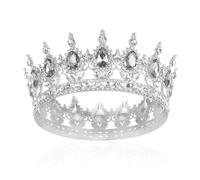 AROWRO Full Round Crystal Tiara Girls Women Crown Princess Crown Baroque Tiara Sparkly Rhinestone Vintage Crown Queen Costume Wedding Prom Birthday Pageant Party Cake Topper Carnival Headdress