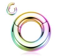 AROWRO Hinged Segment Ring Hoop Septum Clicker CZ 20G 18G 16G 14G 8G 6G 5mm/6mm/7mm/8mm/9mm/10mm/12mm/14mm Surgical Steel Helix Daith Rook Conch Tragus Cartilage Earrings, Metal, no gemstone