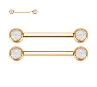 AROWRO Nipple Bars Nipple Piercing Jewellery 14G 18mm Tongue Bars Tongue Piercing Internally Threaded Nipple Rings Tongue Bar Piercing Bridge Piercing Jewelry Gold White Opal