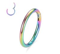 AROWRO Nose Hoop Ring Cartilage Earring G23 Titanium Conch Piercing Jewelry Helix Earring Conch Earrings Lip Rings Labret Jewelry Lobe Earrings For Women Men Nose Ring 18 Gauge 12mm Rainbow