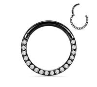 AROWRO Nose Rings Septum Clicker Nose Hoop Ring 316L Surgical Steel Cartilage Daith Helix Earrings Hoop Daith Piercing Jewellery CZ Paved 18G 6mm Black