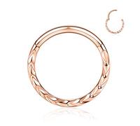 AROWRO Nose Septum Rings Daith Earrings Helix Tragus Rook Septum Nose Daith Piercing Jewelry Septum Jewelry Septum Clicker Cartilage Helix Tragus Lobe Earrings Rose Gold Surgical Steel 16G 6mm