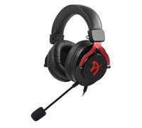 Arozzi Aria Gaming Headset with Detachable Microphone 50mm Drivers Microphone Mute Button Volume Control Aluminum Frame and 7.25 ft Braided Cable - Red