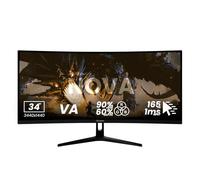 Arozzi Nova Curved 34 inch Gaming Monitor 165Hz QHD Black | Ultrawide QHD 1440p, Adaptive Sync, HDR10, Flicker Free, 90% sRGB, PC & Console Ready