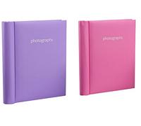 Arpan 2 Pack of Photo Albums Self Adhesive Large Picture Book Modern Style Wiro Binder in Black/Blue/Red/Vintage Birds/Butterfly (Purple/Pink)