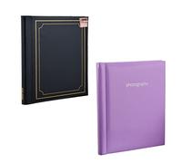Arpan 2 Pack of Photo Albums Self Adhesive Large Picture Book Modern Style Wiro Binder in Black/Blue/Red/Vintage Birds/Butterfly (Blue/Purple)