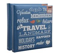 Arpan 2 x Photo Album 200 6 X 4'' / 15 x 10 cm Photos Slip in Picture Album CD/DVD Pocket Memo Writing Area - Gifting Album (Slogan Art Blue)