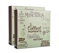 ARPAN 2 x Picture Photo Album, Holiday Destinations/Memory, to fit 200 Photos 4x6'' / 10x15cm with Memo Writing Area, Slogan Memories Design