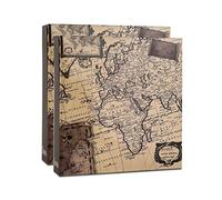 Arpan 2 x Picture Photo Album, Holiday Destinations/Memory, to fit 200 Photos 4x6'' / 10x15cm with Memo Writing Area, Map Design