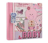 Arpan 200 Photos Baby Photo Album for 6x4" Photos with Baby Girl Pink Memo Slip - Album for Friends & Family with CD/DVD Pocket