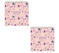 Arpan 2026 Family Home Planner Wall Calendar - Month-to-View Family Organizer with 5 Columns, Runs from Jan 1st to Dec 31st 2026 (Vintage Birds - Pack of 2)
