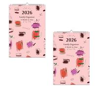 Arpan 2026 Large A3 Family Organiser Calendar One Month to View, Home Planner Calendar with 5 Columns (Kendall Rose - Pack of 2)